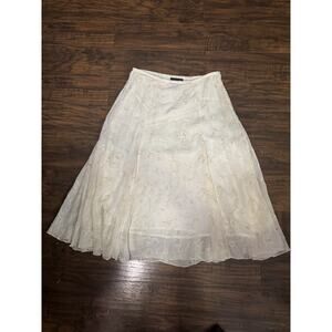 Multiples Womens White Skirt Lace Boho Lined A Line Floral Sz:8